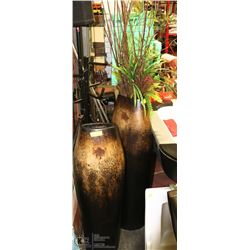 2 LARGE SHOWHOME VASES ONE WITH FOLIAGE