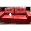 Image 2 : NEW RED LEATHERETTE 84" SOFA  AND 61" LOVESEAT