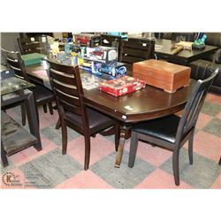 WOOD DININGROOM  TABLE AND 6 CHAIRS- ONE IS