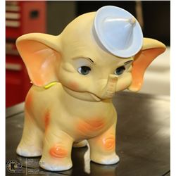 9" TALL VINTAGE TILLY TOY RUBBER ELEPHANT.