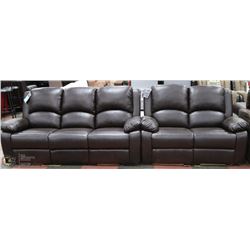 NEW MARTIN BROWN LEATHERETTE RECLINING 77"SOFA