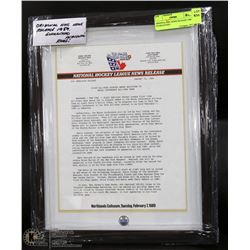 ORIGINAL NHL NEWS RELEASE 1989 GUARANTEED