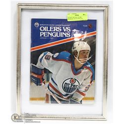 FRAMED GRETZKY OILERS PROGRAM 1983 VS PENGUINS.