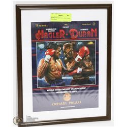 FRAMED HAGLER VS DURAN FIGHT PROGRAM.