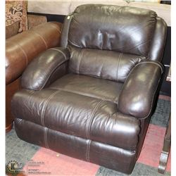 BROWN LEATHER ELECTRIC RECLINING SOFA CHAIR