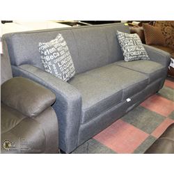 NEW 80" GREY FABRIC SOFA WITH ACCENT CUSHIONS
