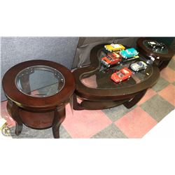 WOOD AND GLASS SHOWHOME 3 PC COFFEE TABLE SET