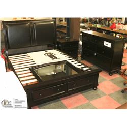 QUEEN WOOD SLEIGH BED BEDROOM SET WITH DRESSER,