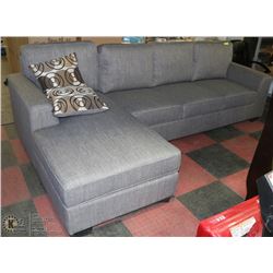 SHOWHOME GREY FABRIC "L" SHAPED CHAISE LOUNGE