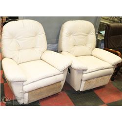 PAIR OF RECLINING SWIVEL  LEATHERETTE SOFA CHAIRS