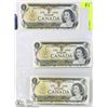 Image 1 : LOT OF 3 UNC 1973 $1 BILLS
