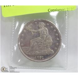 1791 US SILVER  TRADE  $1 COIN