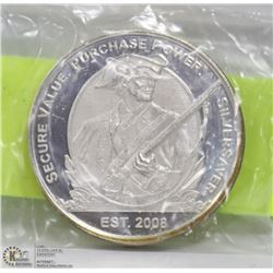 2008- .999 -1 TROY OZ SILVER  MASS METAL COIN