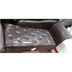 NEW BROWN LEATHERETTE NAILHEAD STORAGE CHAISE