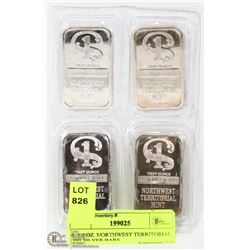 1.0 OZ. NORTHWEST TERRITORIAL .999 SILVER BARS X4