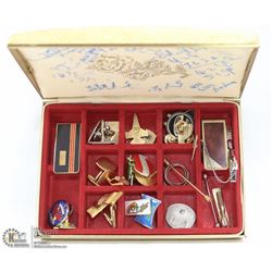 ESTATE VINTAGE GOLD BOX W/CUFF LINKS,