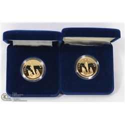 LOT OF 2 - 1995 PROOF PEACEKEEPING DOLLARS.