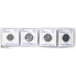4 - NAZI GERMANY REICHSPFENNIG COINS.