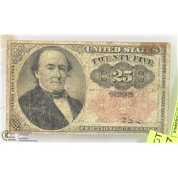 USA 1845 25 CENTS BILL