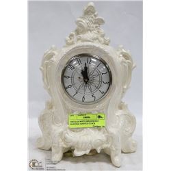 VINTAGE WHITE IRRIDESCENT ELECTRIC MANTLE CLOCK