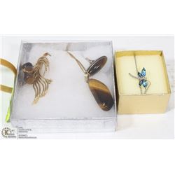3PC TIGERS EYE GIFT SET WITH PENDANT, RING &