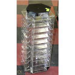 36 PAIR SUNGLASS ROTATING DISPLAY CASE WITH KEYS.