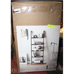 HOMETRENDS 5 TIER SOLID WOOD LEANING BOOK CASE