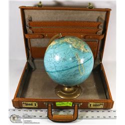 VINTAGE LEATHER BRIEFCASE WITH GLOBE