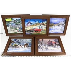 LOT OF 5 COLLECTIBLE PICTURES INCL 2 OLD CARS BY