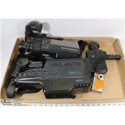 BOX WITH 4 VINTAGE/ANTIQUE MOVIE/VIDEO CAMERAS