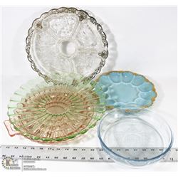 LOT OF 6 PLATTERS, FIREKING,ANCHOR HOCKING,PINK