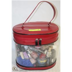 RED MAKEUP CASE FULL OF NEW MAKEUP &