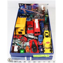 BOX W/DIECAST CARS INCL. HOTWHEELS,