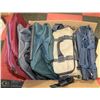 Image 1 : LARGE BOX WITH ASSORTED TOOL BAGS, BELTS, DUFFEL