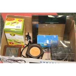 BOX OF HOUSEHOLD LAMPS AND MORE