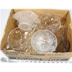 BOX WITH 3 DEPRESSION FOOTED BOWLS, & 2 FLUTED