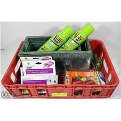 GARDEN LOT OF PLANTER , WATER METER, BUG SPRAY &