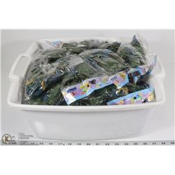 BOX OF PLASTIC TOY SOLDIERS AND TANKS.