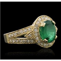 14KT Yellow Gold 2.05 ctw Emerald and Diamond Ring