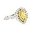 Image 1 : 0.96 ctw Yellow and White Diamond Ring - 14KT White And Yellow Gold