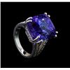 Image 4 : 22.50 ctw Tanzanite and Diamond Ring - 14KT White Gold