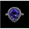 Image 2 : 7.65 ctw Tanzanite and Diamond Ring - 14KT White Gold