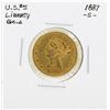 Image 1 : 1887-S $5 Liberty Head Half Eagle Gold Coin