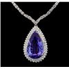Image 2 : GIA Cert 35.68 ctw Tanzanite and Diamond Necklace - 14-18KT White Gold