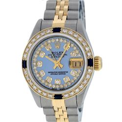 Rolex Two-Tone Diamond and Sapphire DateJust Ladies Watch