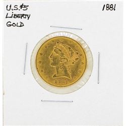 1880 $5 Liberty Head Half Eagle Gold Coin