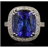 Image 1 : 14KT White Gold 17.22 ctw GIA Cert Tanzanite and Diamond Ring
