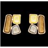 Image 1 : Tri Color Rectangle Earrings - Rose Gold Plated