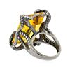 Image 5 : 32.00 ctw Citrine And Diamond Ring - 18KT Black Rhodium Gold