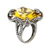 Image 7 : 32.00 ctw Citrine And Diamond Ring - 18KT Black Rhodium Gold